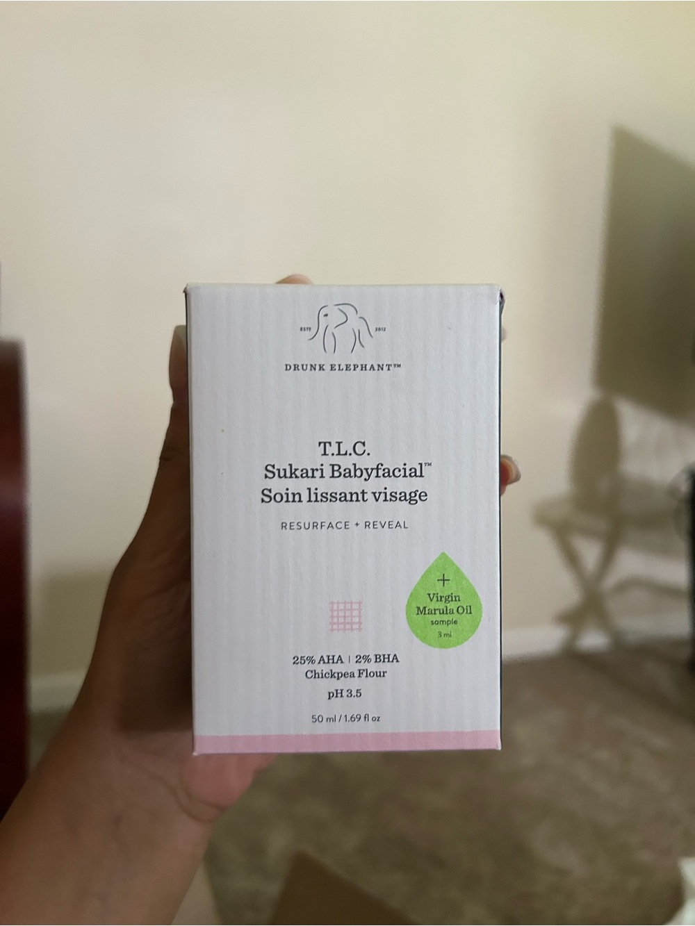 Drunk Elephant T.L.C. Sukari Babyfacial - White with Pink and Green Accents